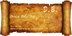Duca Béla névjegykártya